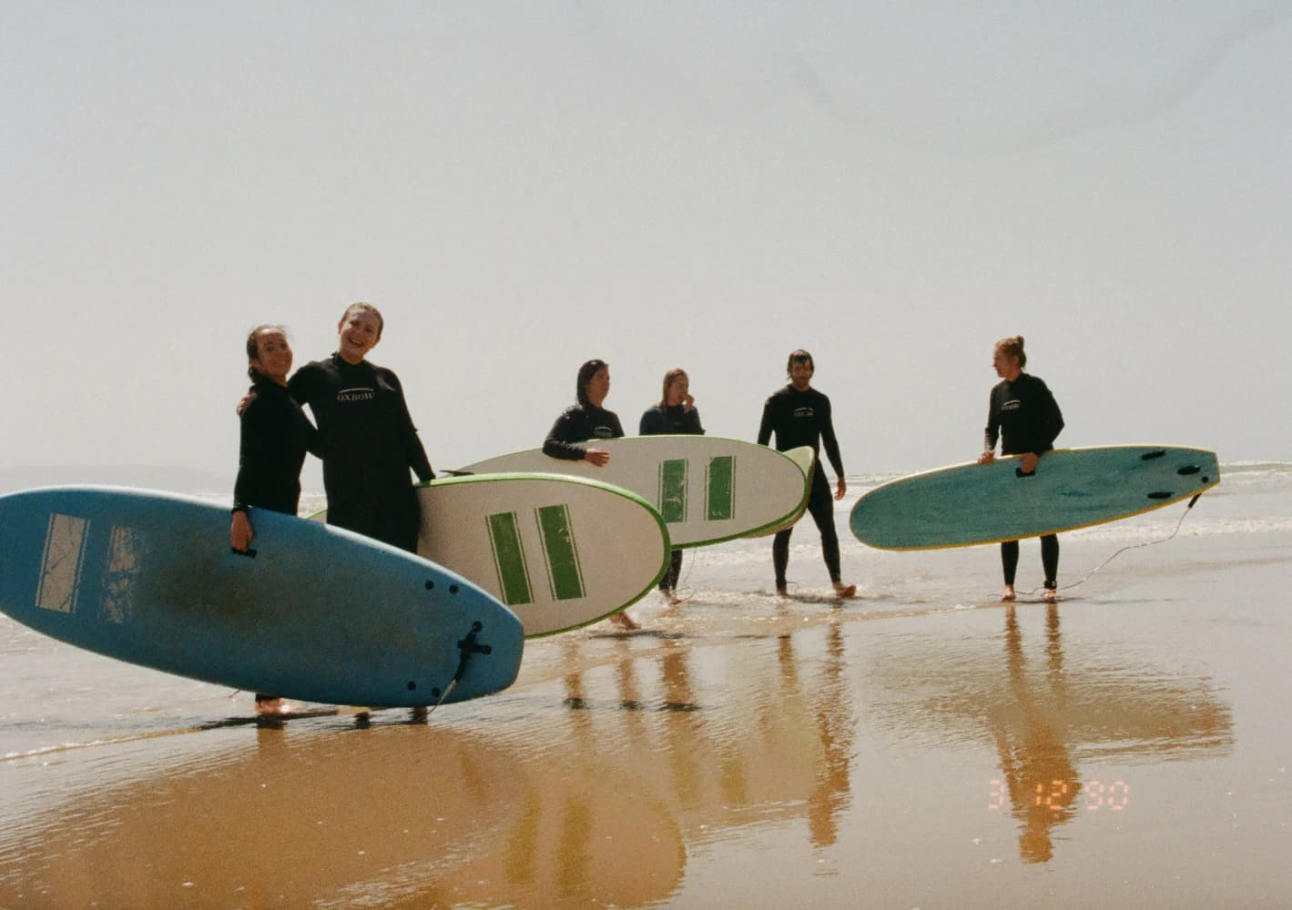 Surf retreat group with boards at Aman Surf & Yoga in Imsouane, Morocco